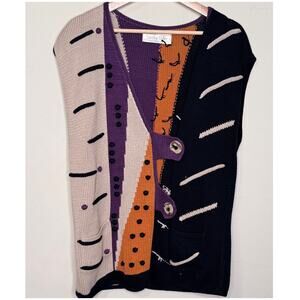 Vintage Art To Wear Sandra Miller Colorblock Sweater Vest.